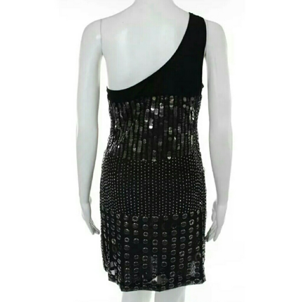 🎉 Alice + Olivia Studded Liquid Gun Metal Dress - Picture 2 of 7